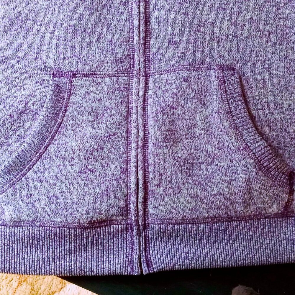 Sonoma Lavender Heathered Cozy Faux Sherpa Lined Zip Pockets Hoodie Woman's L - Picture 11 of 16